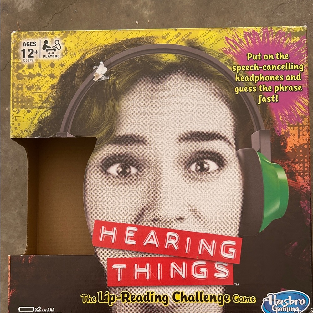 Hasbro Hearing Things Game with Red and Green Accents